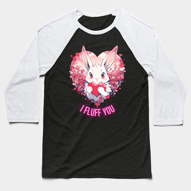 I Fluff You Cute Bunny Easter Valentine Baseball T-Shirt by Nightarcade